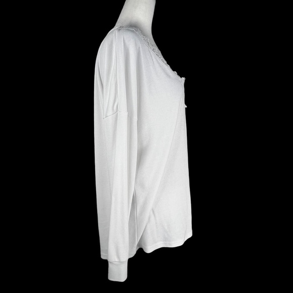 V-NECK EYELASH LACE TRIM WOMEN'S LONG SLEEVED TUNIC/TOP - Picture 6 of 9